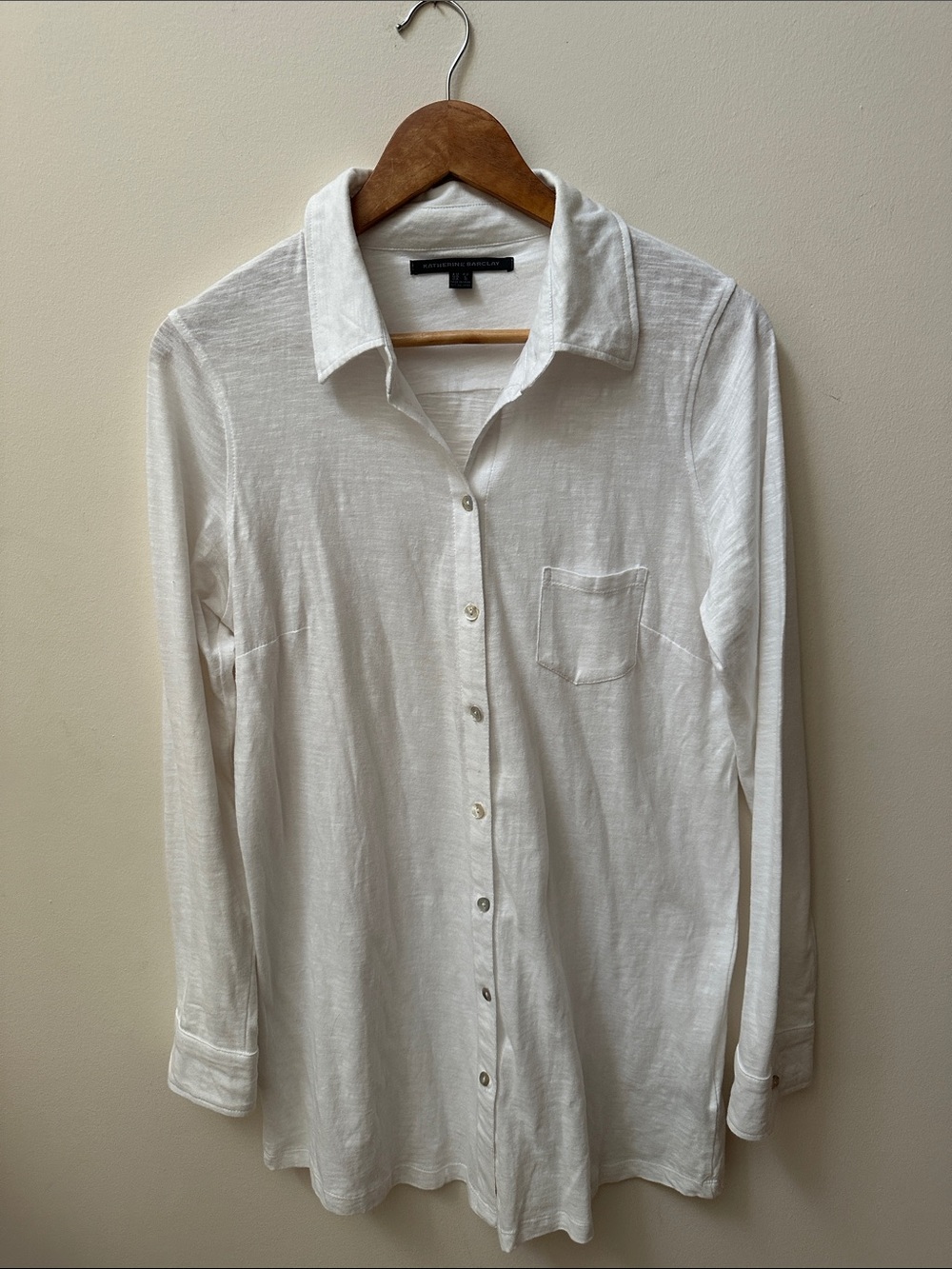Katherine Barclay White Long-Sleeve Casual Button-Down Shirt
